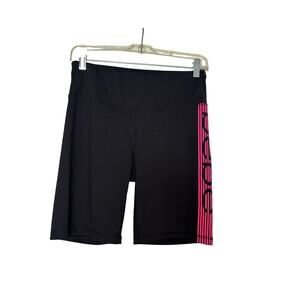 Bebe Black Pink Logo Athletic Biker Shorts Stretch Activewear Women’s Medium